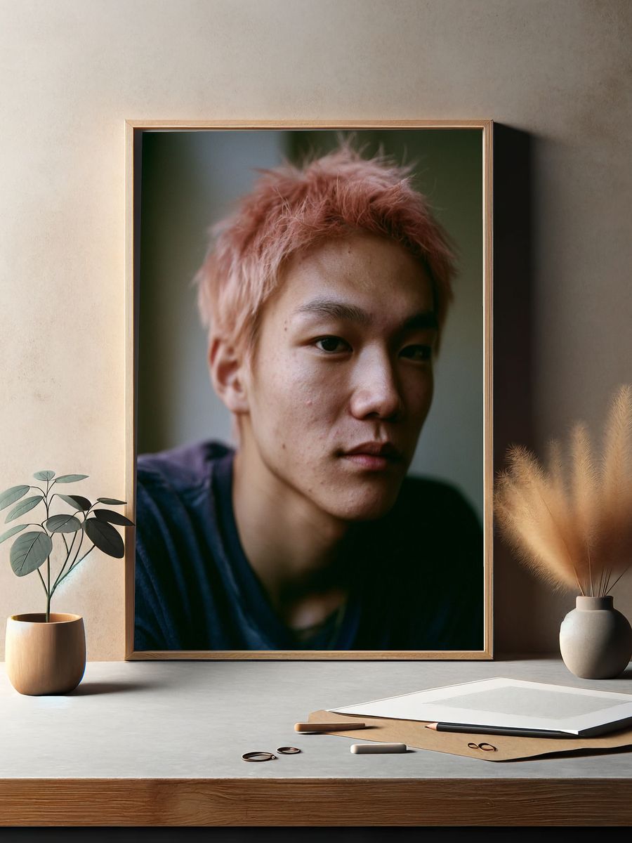 Pink-Haired Portrait Photography Poster. — room view 2