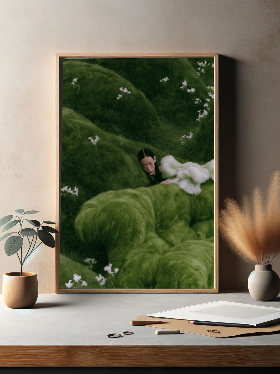 Dreamy Green Portrait Print. — room view 2