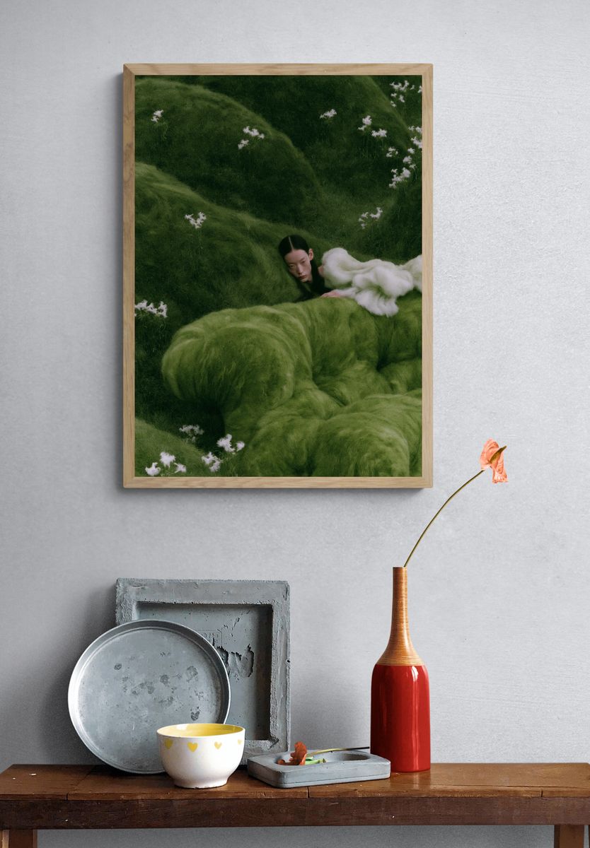 Dreamy Green Portrait Print. — room view 3
