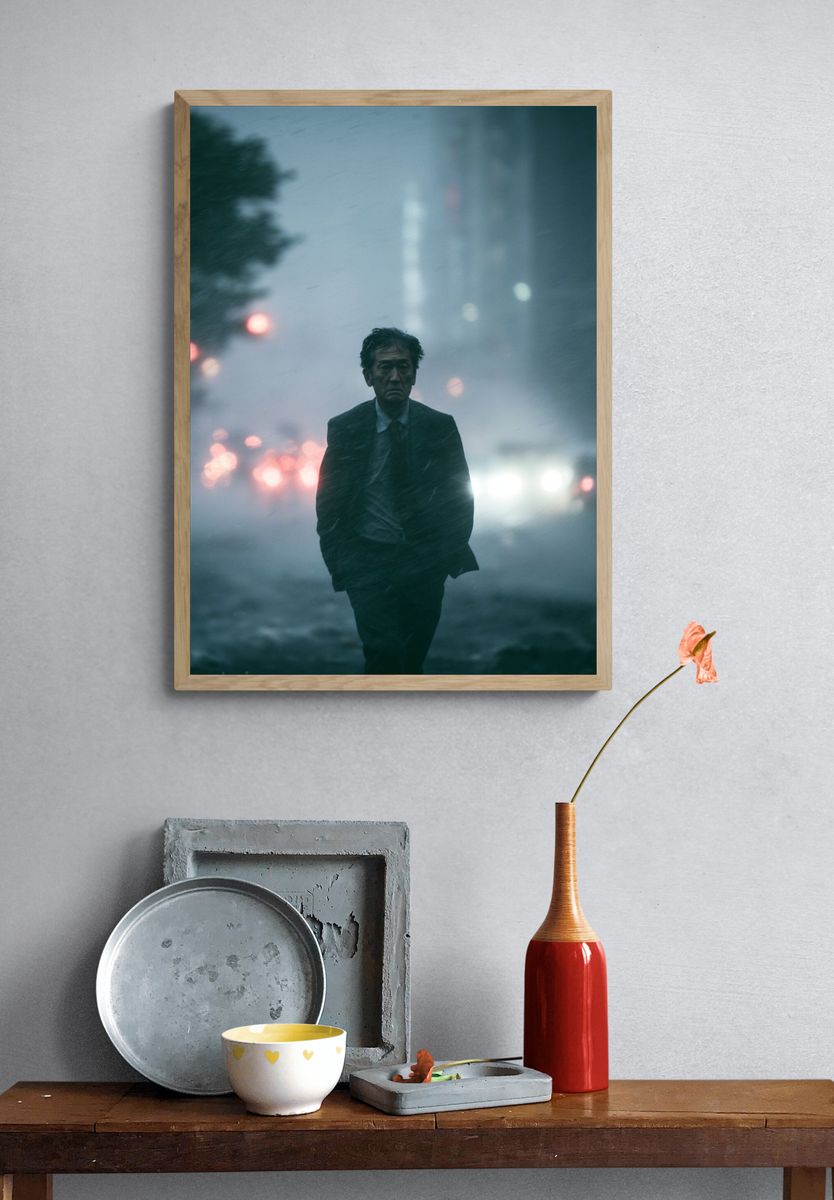 Rainy City Walk Photography Poster. — room view 3