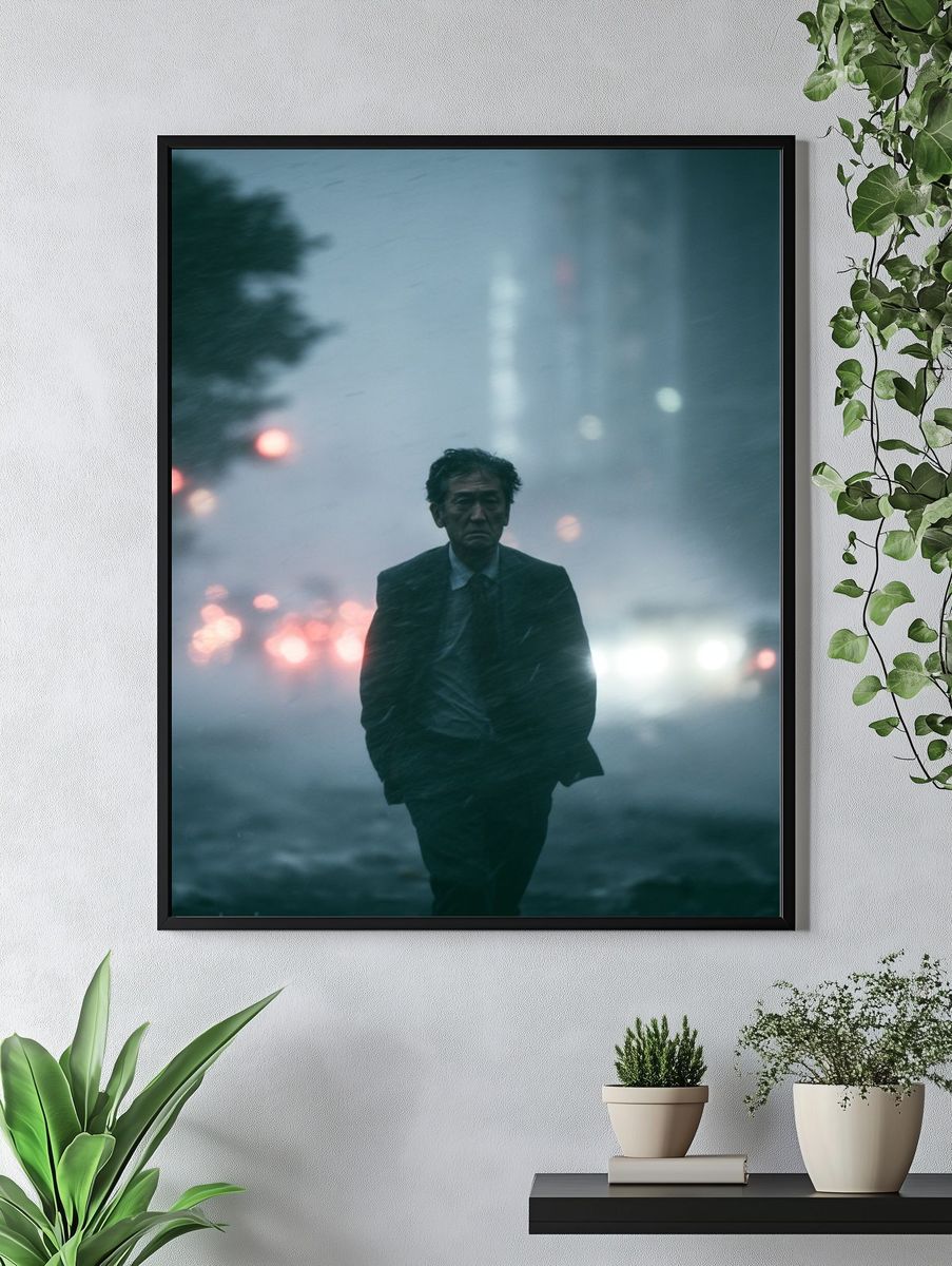 Rainy City Walk Photography Poster. — room view 4