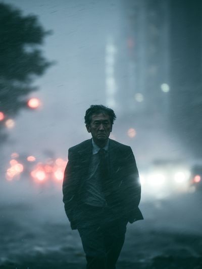 Rainy City Walk Photography Poster.