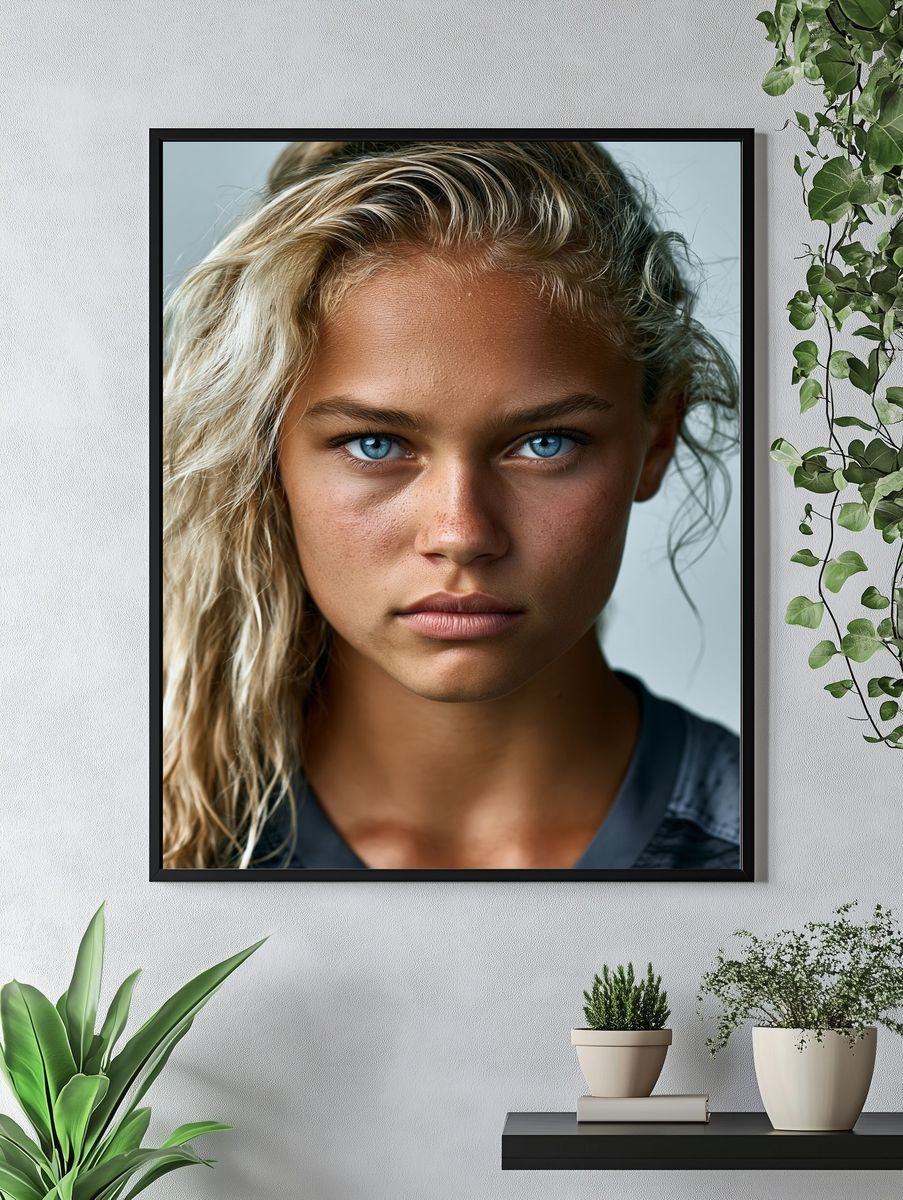 Blue-Eyed Portrait Photography Poster. — room view 4