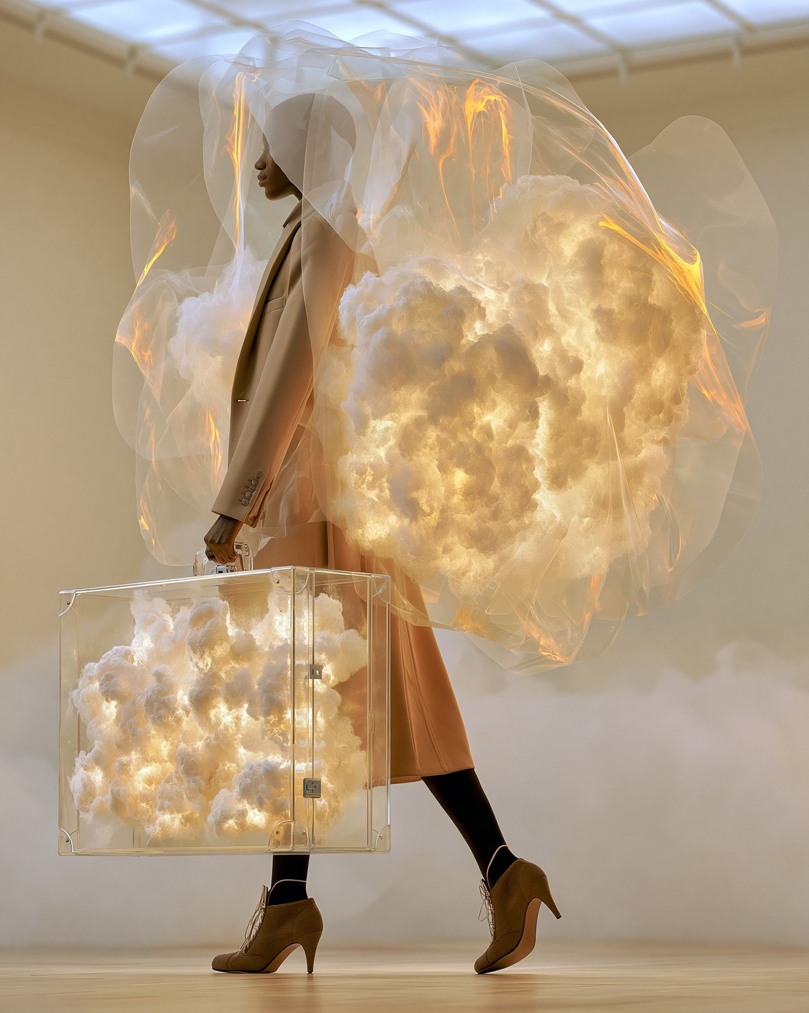 Surreal Fashion Cloud Portrait Print. poster — photography art