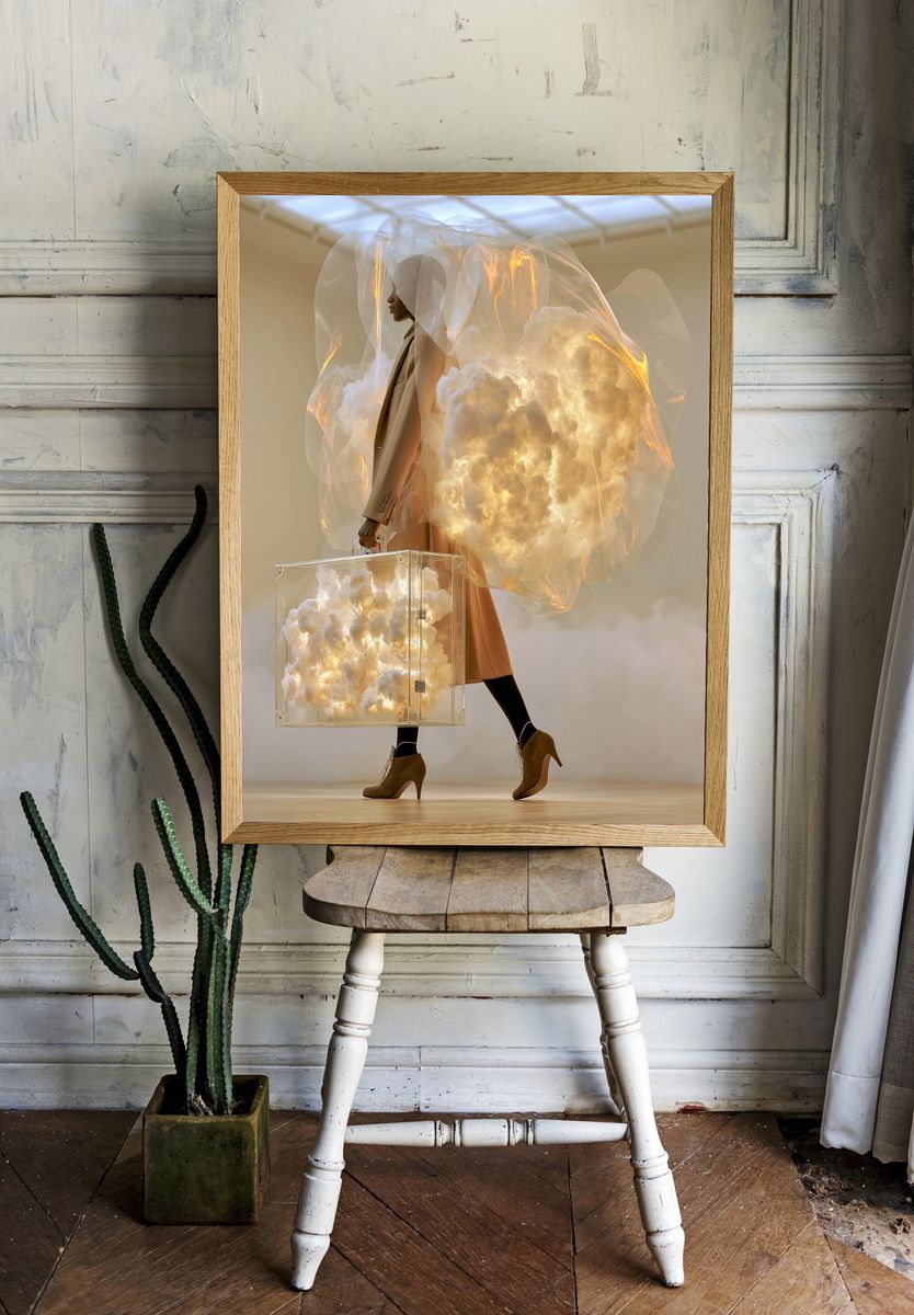 Surreal Fashion Cloud Portrait Print. — room view 1
