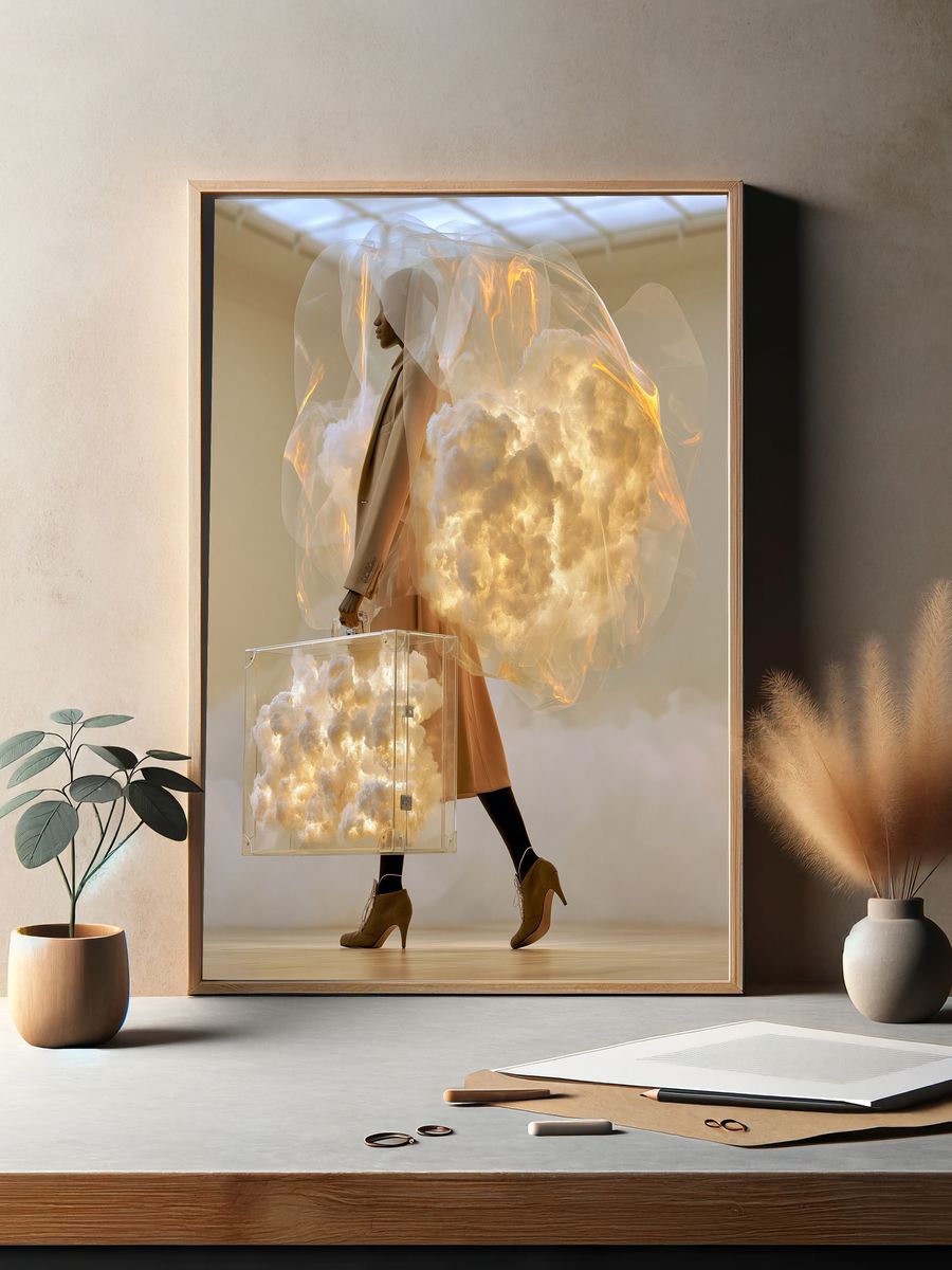 Surreal Fashion Cloud Portrait Print. — room view 2