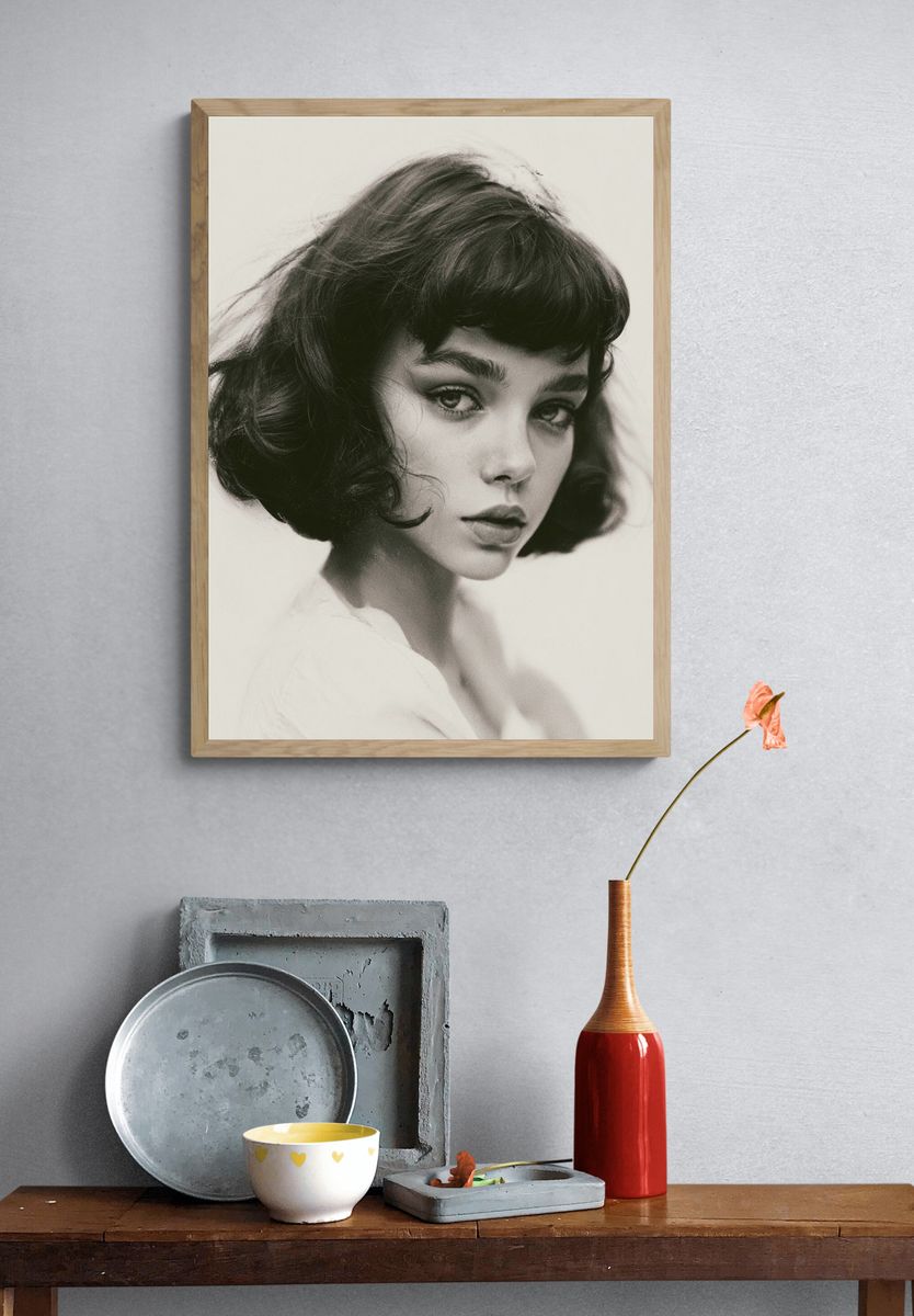 Monochrome Woman Portrait Print. — room view 3