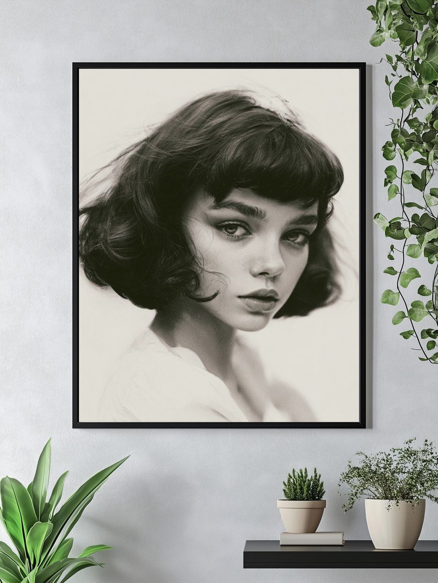 Monochrome Woman Portrait Print. — room view 4