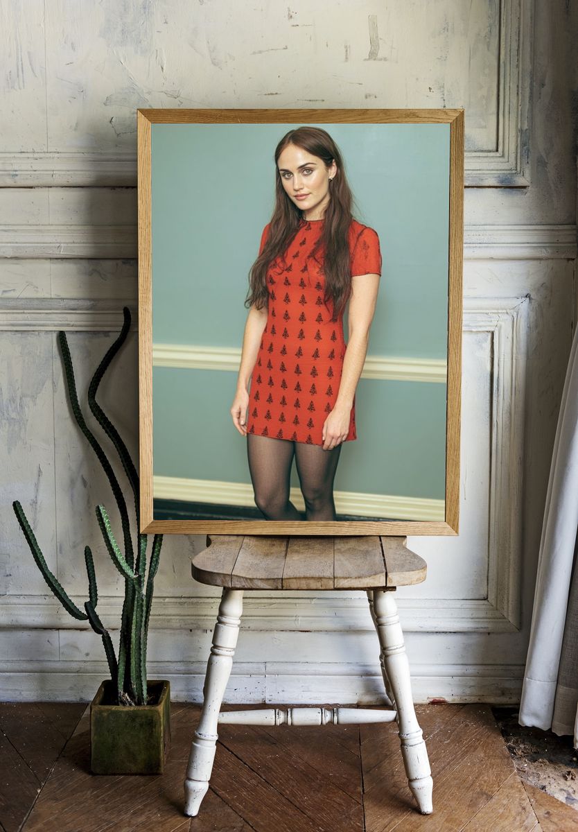Portrait in Red Dress Photography Poster. room preview