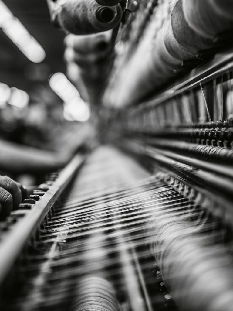 Textile Loom Black-White Photography Poster. poster detail