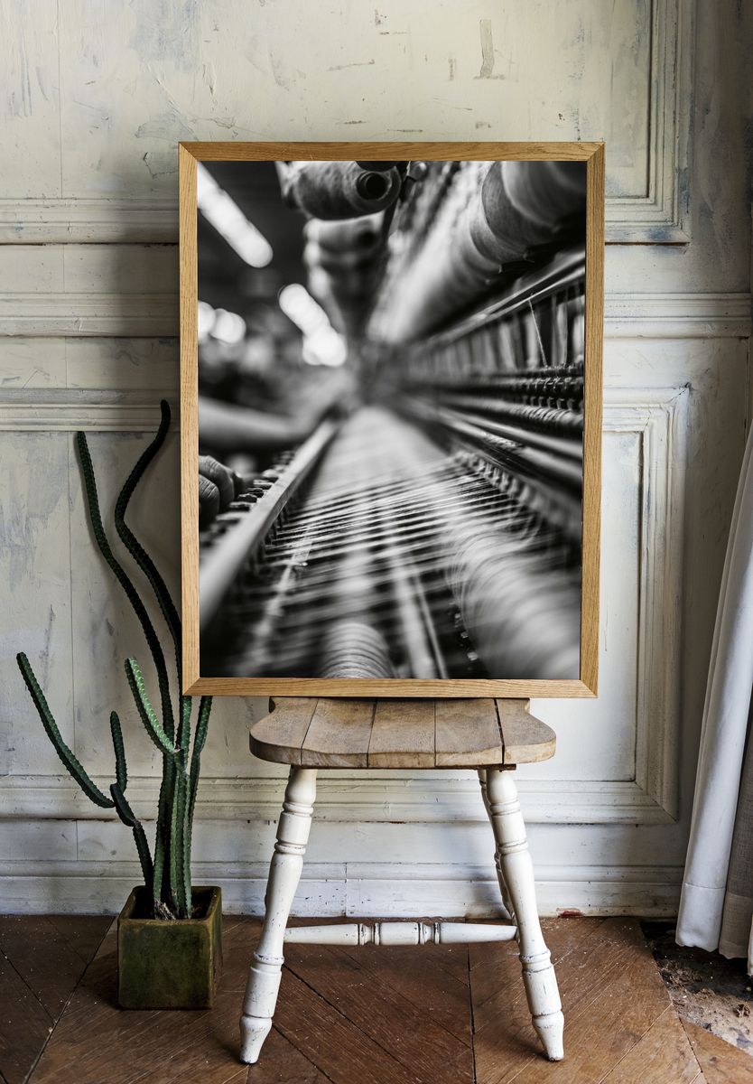 Textile Loom Black-White Photography Poster. room preview