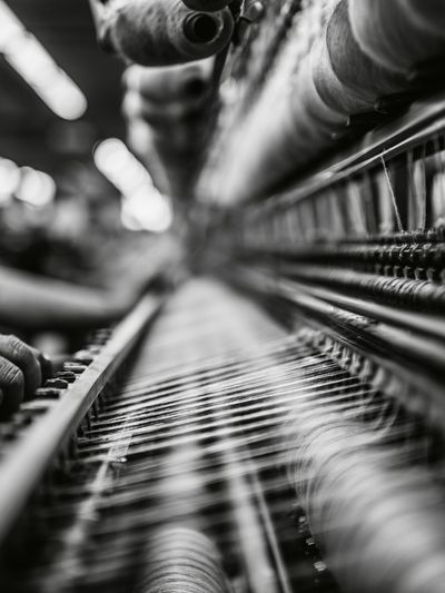 Textile Loom Black-White Photography Poster.