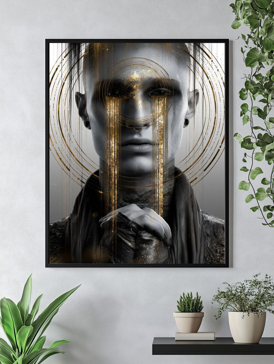 Gilded Monochrome Portrait Poster. — room view 4