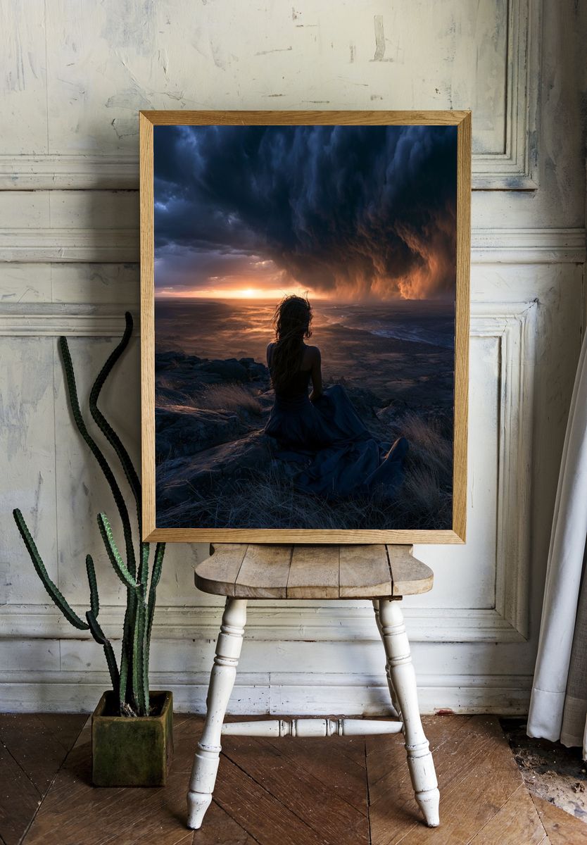 Storm Horizon Silhouette Poster. room preview