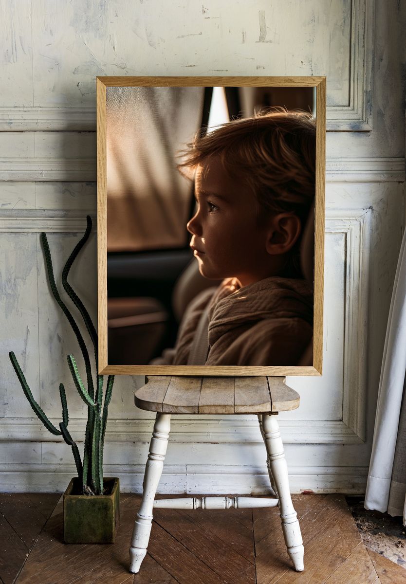 Child in Warm Light Photography Poster. room preview
