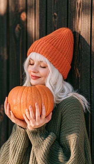 Autumn Pumpkin Portrait Photography Poster. poster detail