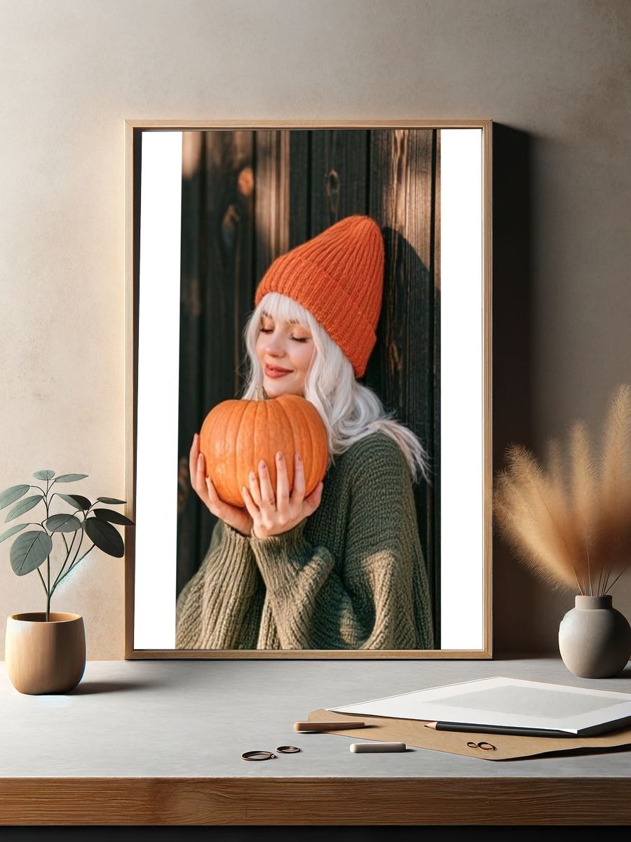 Autumn Pumpkin Portrait Photography Poster. — room view 2