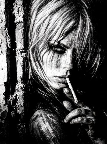 Moody Woman Portrait Black-White Poster. poster detail