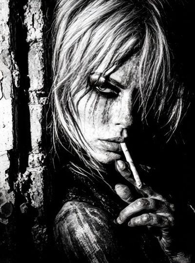 Moody Woman Portrait Black-White Poster.