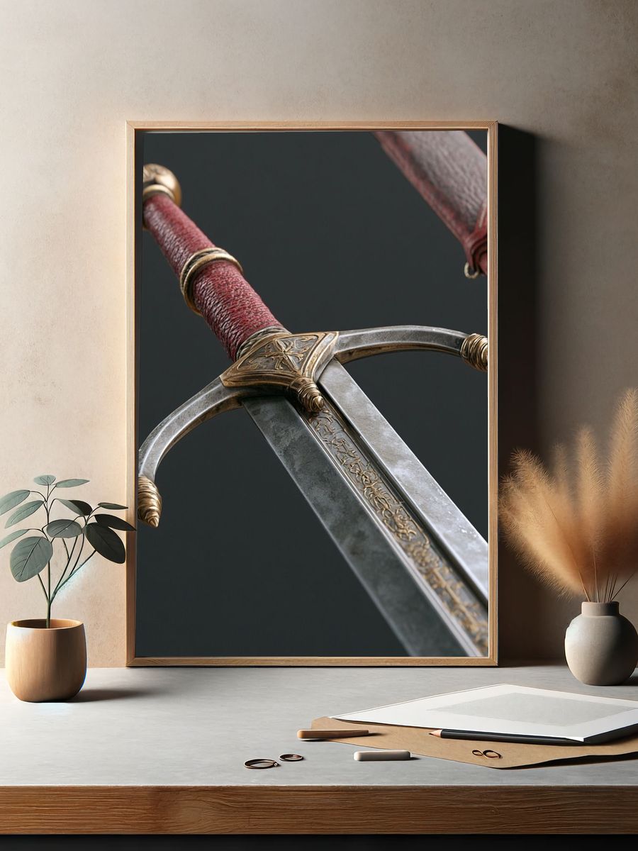 Ornate Medieval Sword Photography Poster. — room view 2