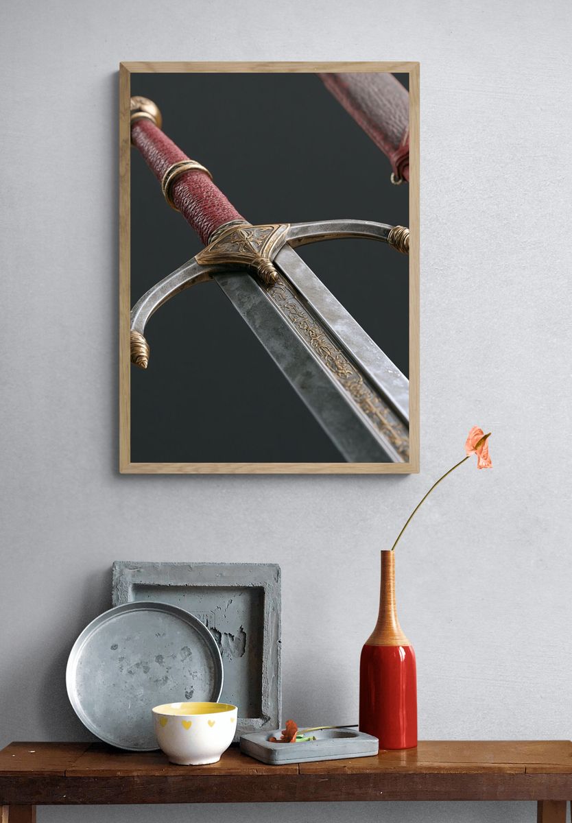 Ornate Medieval Sword Photography Poster. — room view 3