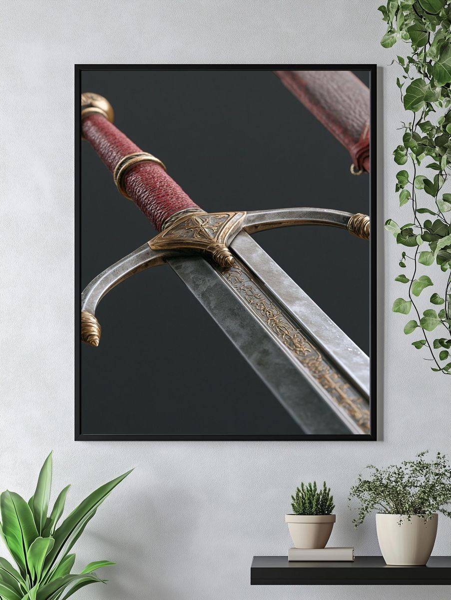 Ornate Medieval Sword Photography Poster. — room view 4