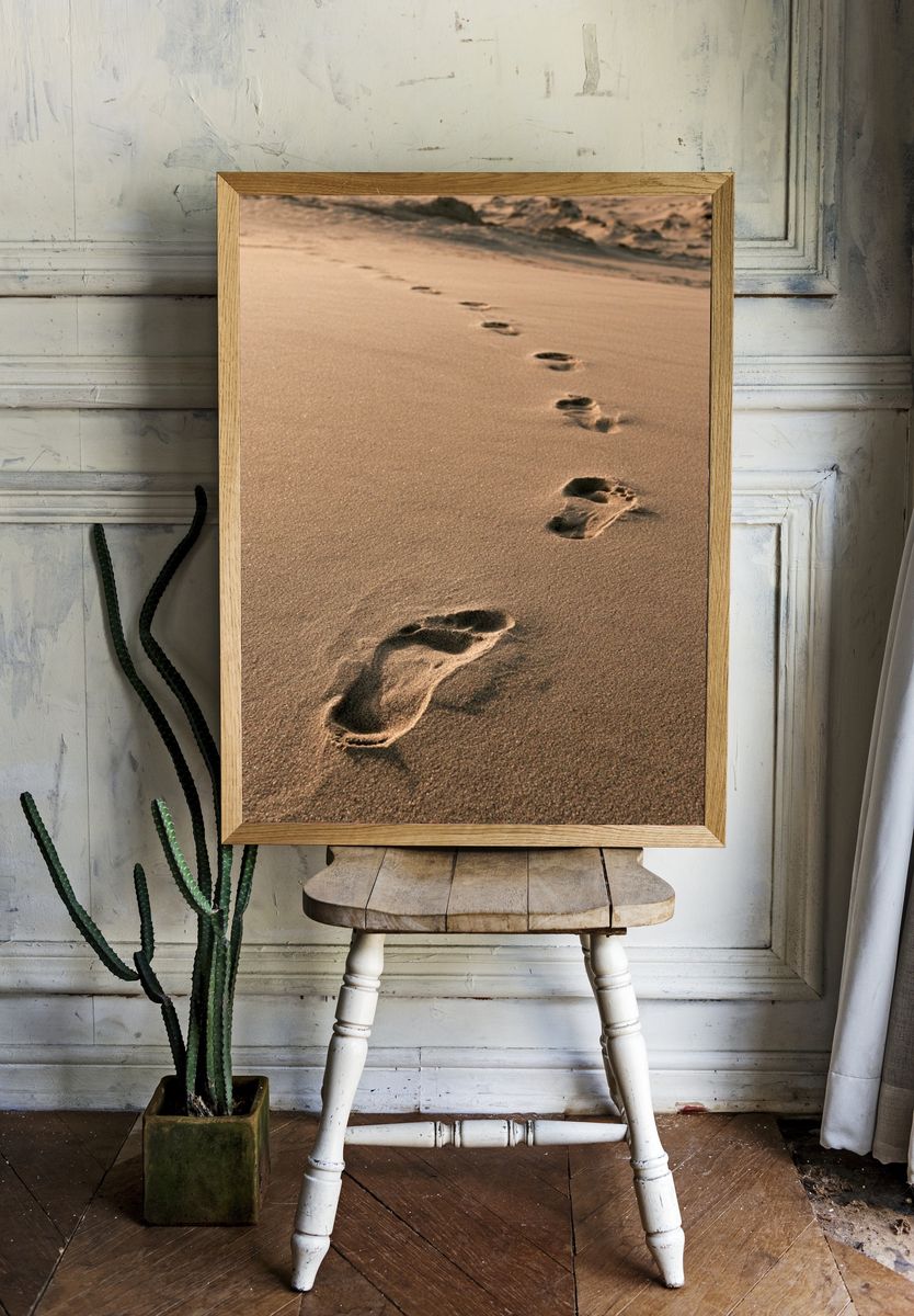 Footprints on Sand Photography Poster. room preview