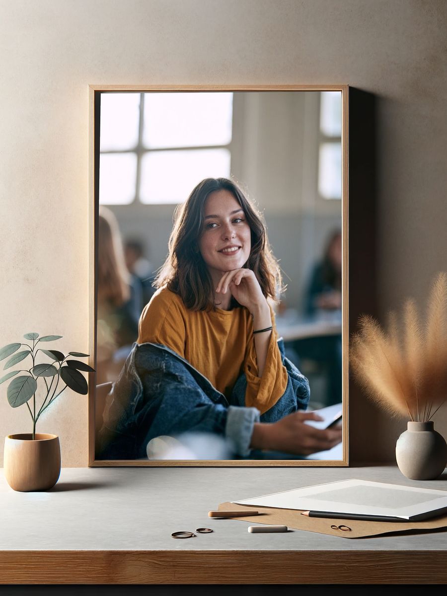 Smiling Student Portrait Poster. — room view 2