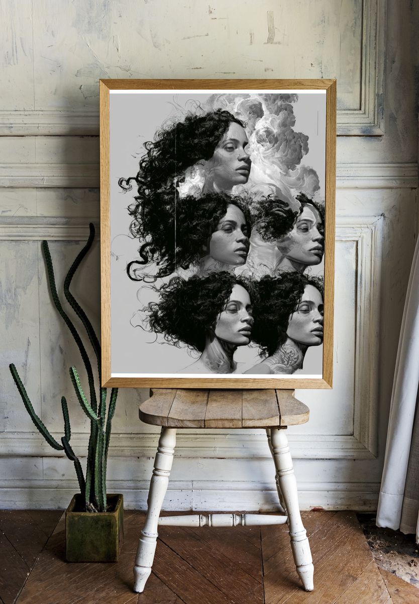 Monochrome Portrait Study Print. room preview