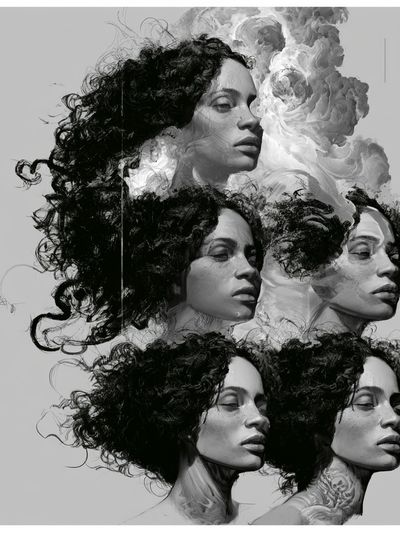 Monochrome Portrait Study Print. poster