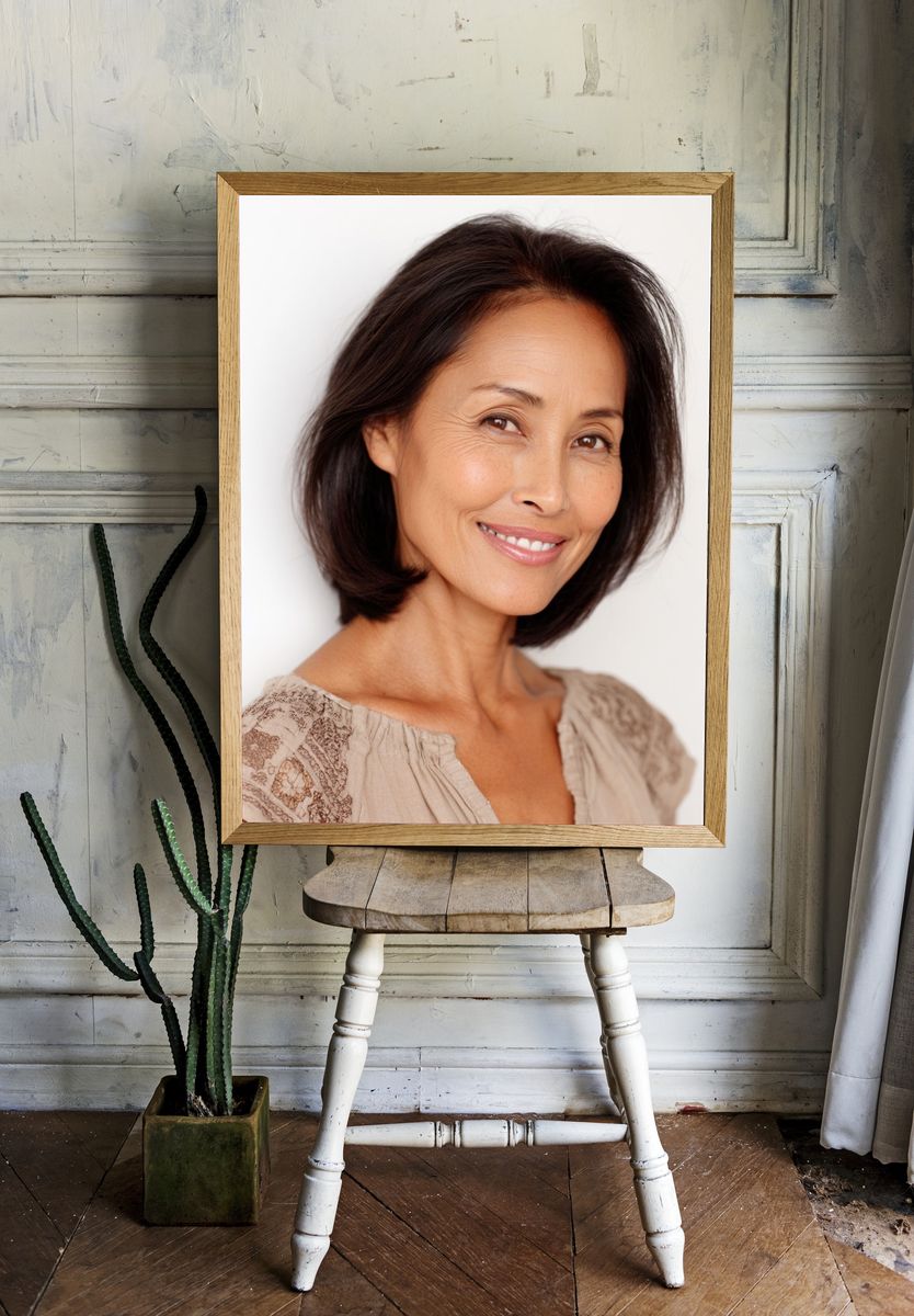 Smiling Woman Portrait Print. — room view 1
