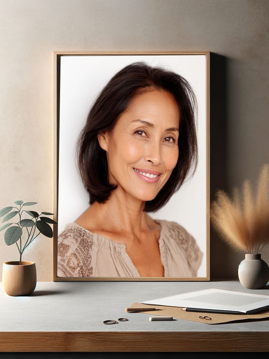Smiling Woman Portrait Print. — room view 2