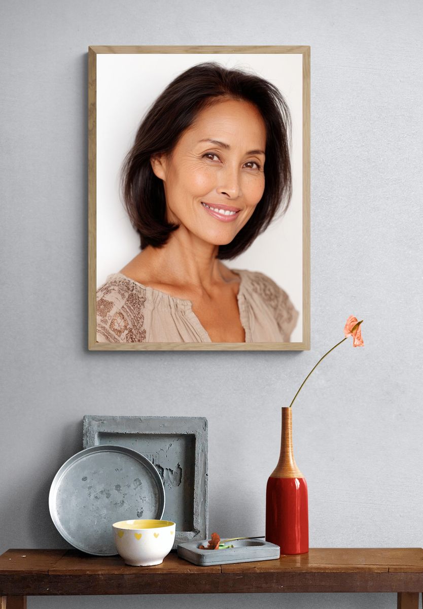 Smiling Woman Portrait Print. — room view 3