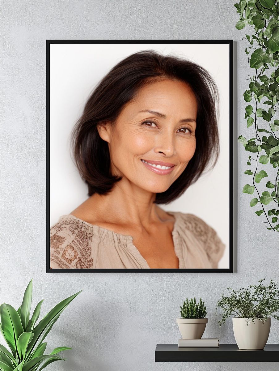 Smiling Woman Portrait Print. — room view 4