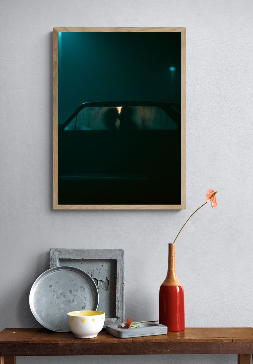 Neon Car Silhouette Photography Poster. — room view 3