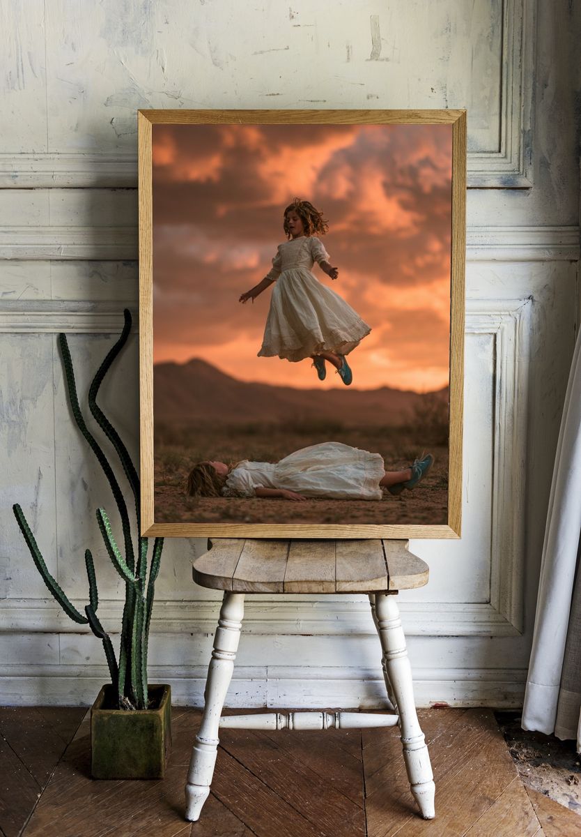 Dreamlike Desert Leap Photography Poster. — room view 1