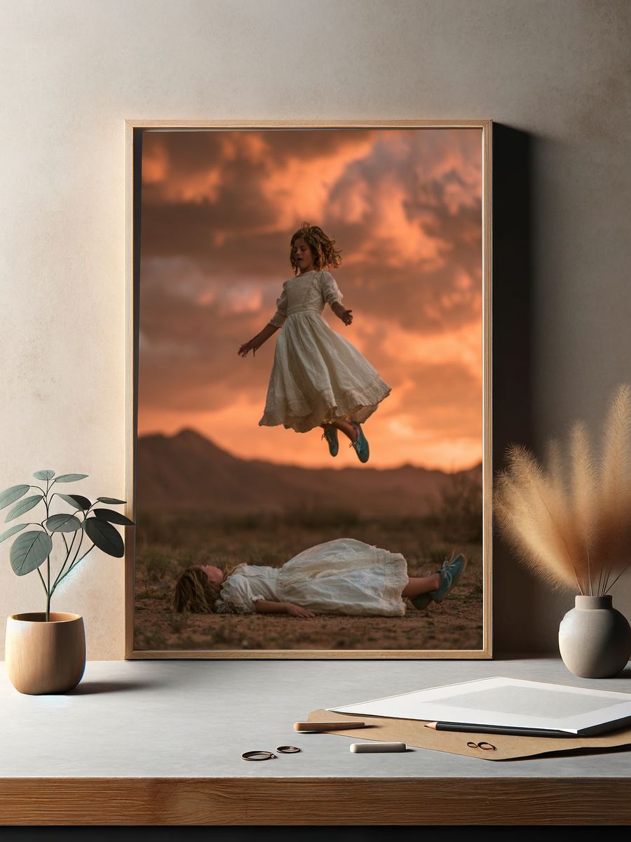 Dreamlike Desert Leap Photography Poster. — room view 2