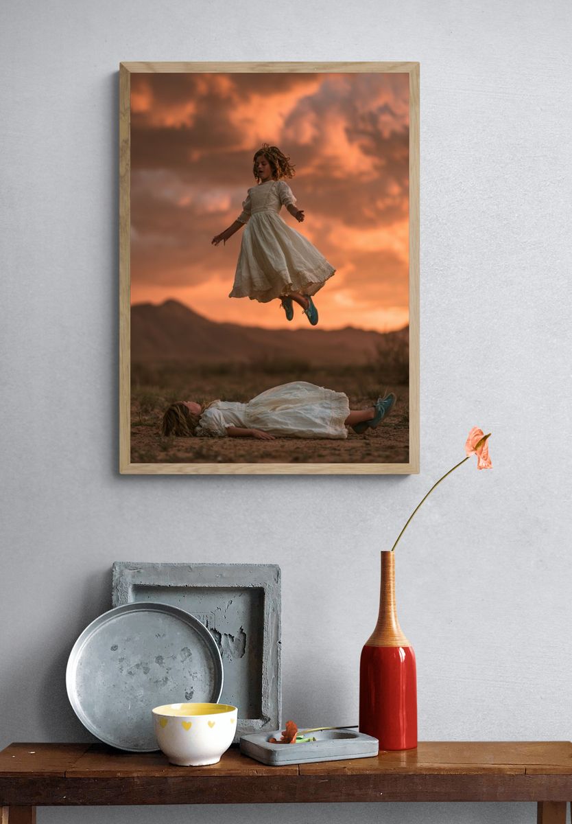 Dreamlike Desert Leap Photography Poster. — room view 3