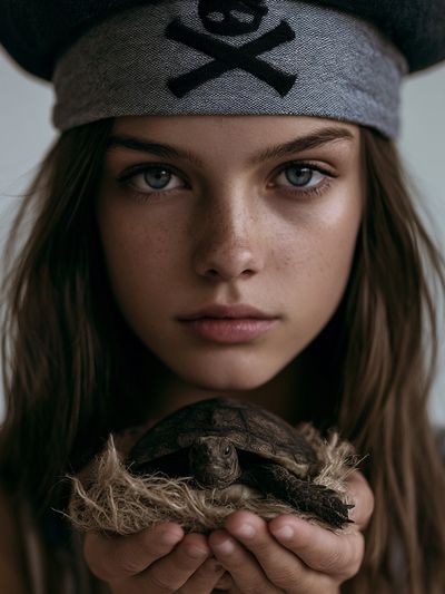 Girl with Turtle Portrait Print.