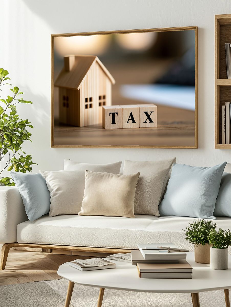 Tax Wooden Blocks Photography Poster. — room view 2