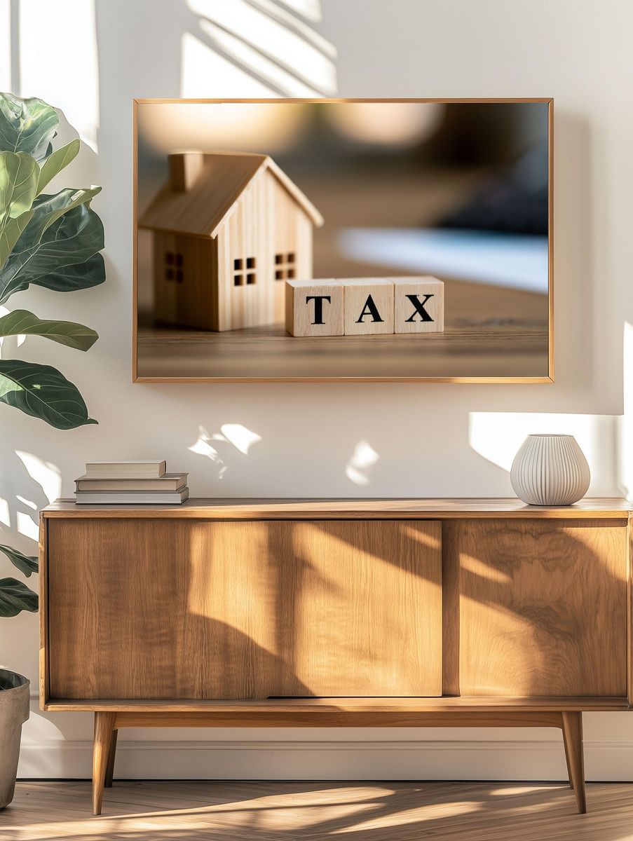 Tax Wooden Blocks Photography Poster. — room view 3