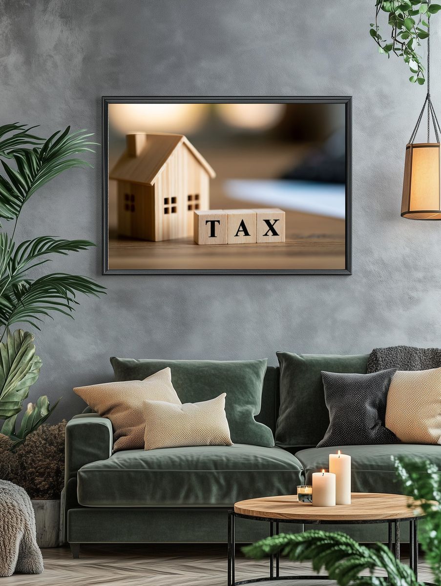 Tax Wooden Blocks Photography Poster. — room view 4