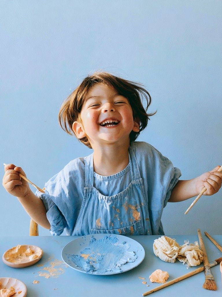 Joyful Child Painting Portrait Poster. poster — photography art