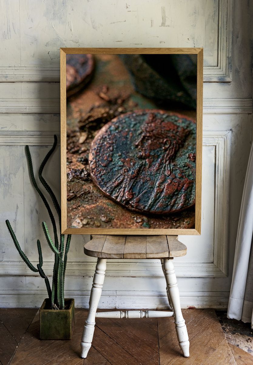 Rustic Coin Texture Poster. room preview