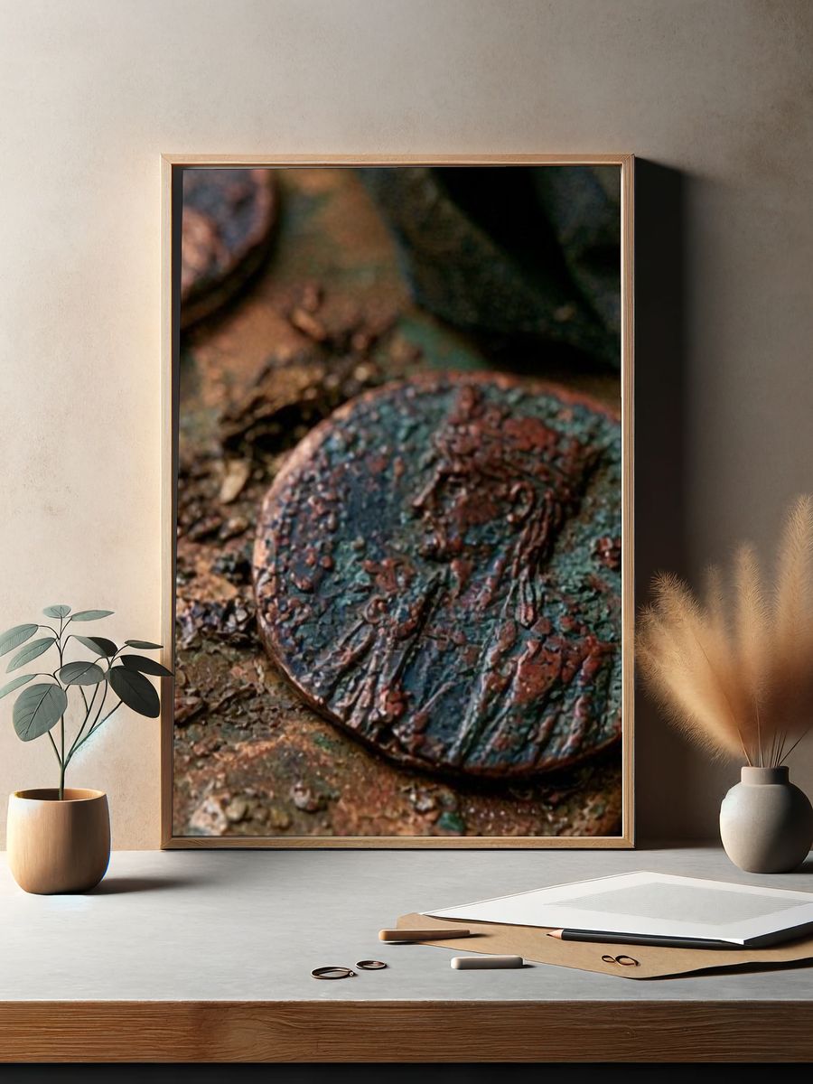 Rustic Coin Texture Poster. — room view 2