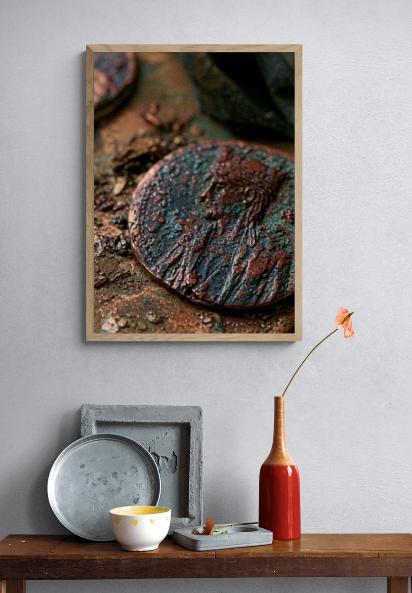 Rustic Coin Texture Poster. — room view 3
