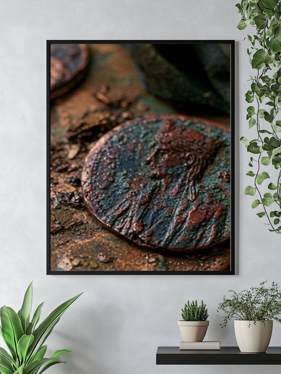 Rustic Coin Texture Poster. — room view 4