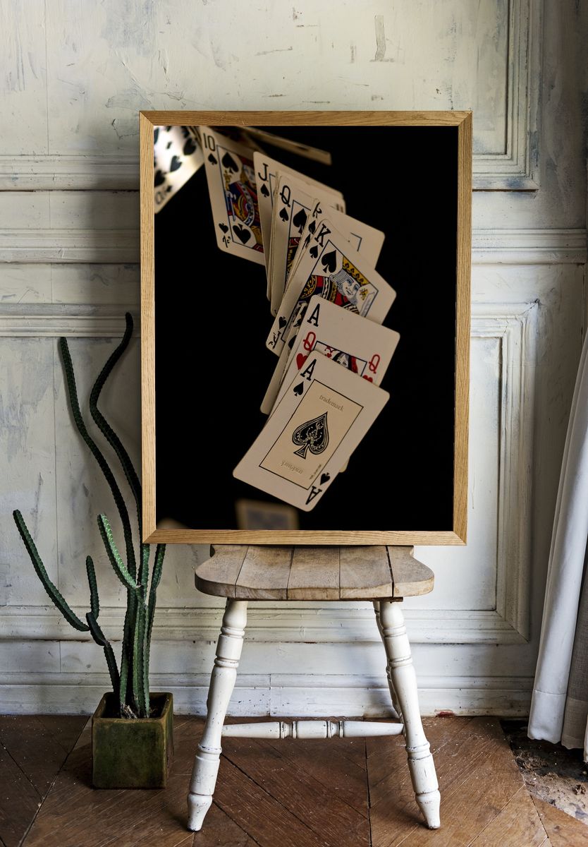 Floating Playing Cards Photography Poster. room preview