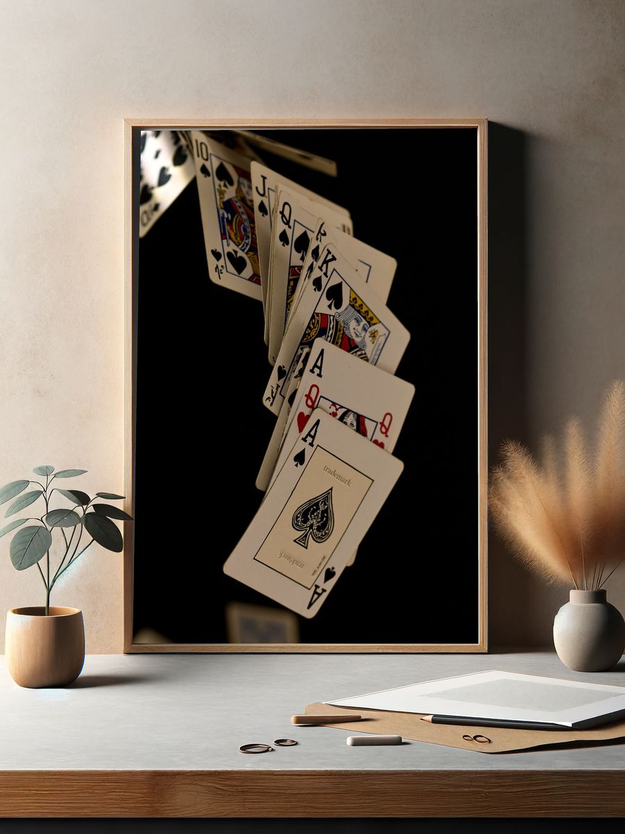 Floating Playing Cards Photography Poster. — room view 2