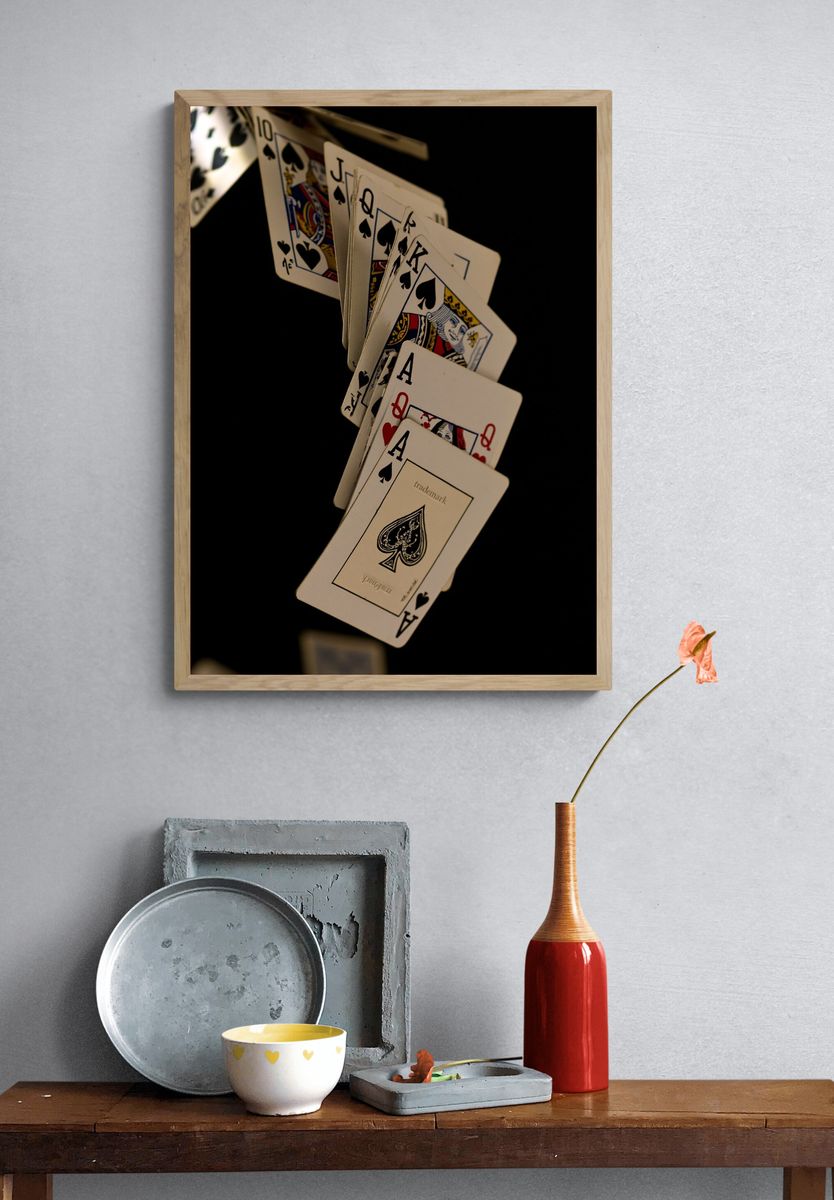 Floating Playing Cards Photography Poster. — room view 3